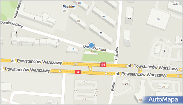 Rzeszów, Dominikańska, 1b, mapa Rzeszów