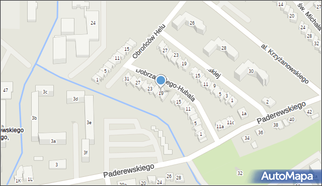 Rzeszów, Dobrzańskiego-Hubala Henryka, mjr., 19, mapa Rzeszów
