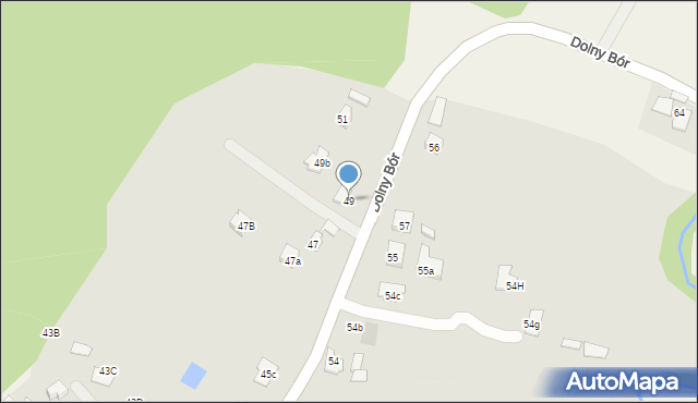 Skoczów, Dolny Bór, 49, mapa Skoczów