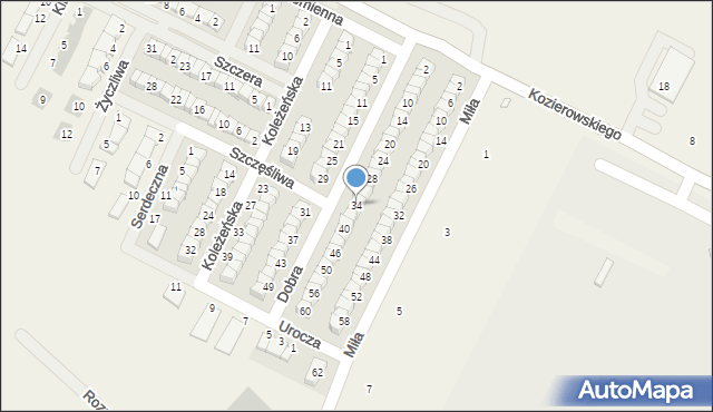 Skórzewo, Dobra, 34, mapa Skórzewo