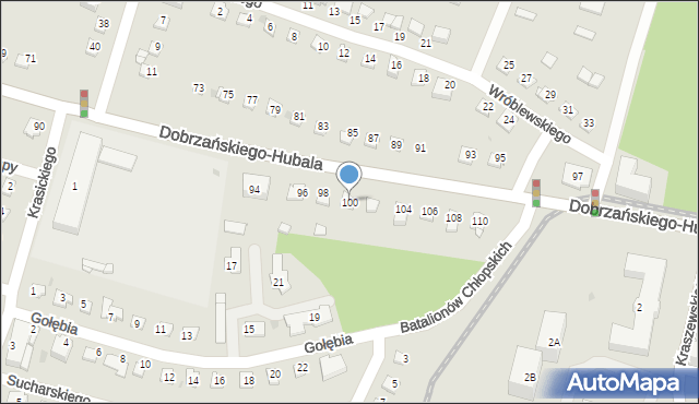 Sosnowiec, Dobrzańskiego-Hubala Henryka, mjr., 100, mapa Sosnowca