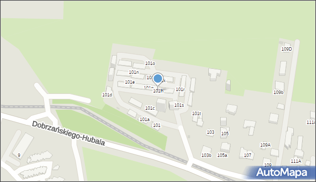 Sosnowiec, Dobrzańskiego-Hubala Henryka, mjr., 101h, mapa Sosnowca