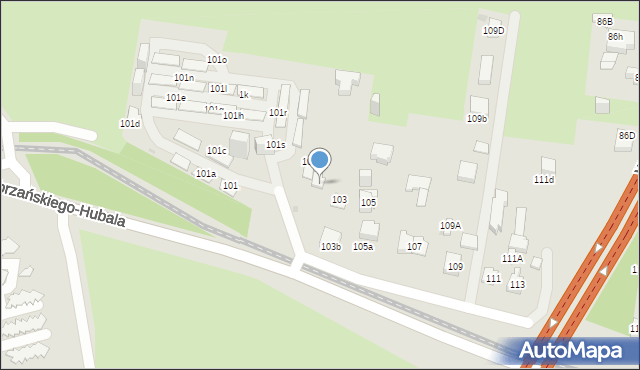 Sosnowiec, Dobrzańskiego-Hubala Henryka, mjr., 103a, mapa Sosnowca
