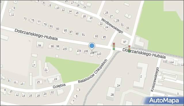 Sosnowiec, Dobrzańskiego-Hubala Henryka, mjr., 108, mapa Sosnowca