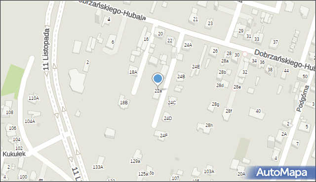 Sosnowiec, Dobrzańskiego-Hubala Henryka, mjr., 22a, mapa Sosnowca