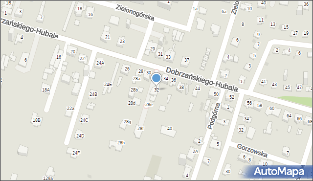 Sosnowiec, Dobrzańskiego-Hubala Henryka, mjr., 32, mapa Sosnowca