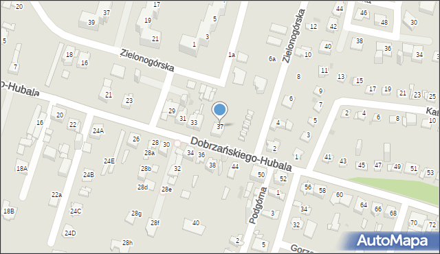 Sosnowiec, Dobrzańskiego-Hubala Henryka, mjr., 37, mapa Sosnowca