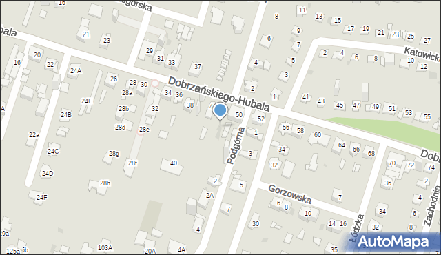 Sosnowiec, Dobrzańskiego-Hubala Henryka, mjr., 48, mapa Sosnowca