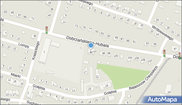 Sosnowiec, Dobrzańskiego-Hubala Henryka, mjr., 94, mapa Sosnowca