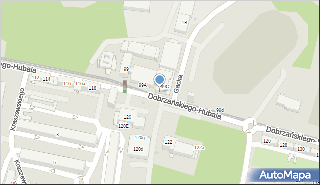 Sosnowiec, Dobrzańskiego-Hubala Henryka, mjr., 99b, mapa Sosnowca