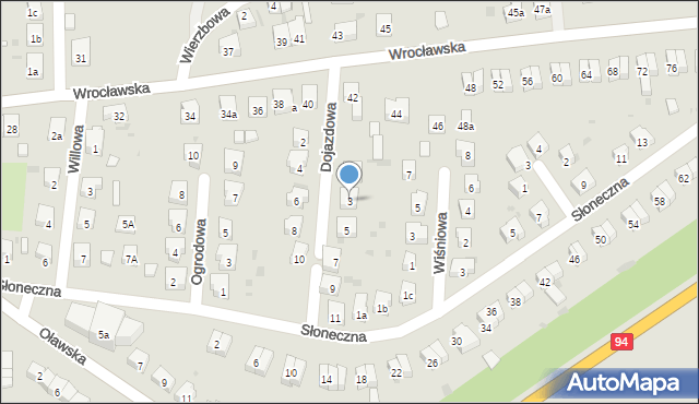 Środa Śląska, Dojazdowa, 3, mapa Środa Śląska