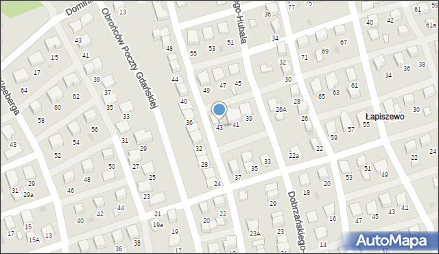 Starogard Gdański, Dobrzańskiego-Hubala Henryka, mjr., 43, mapa Starogard Gdański