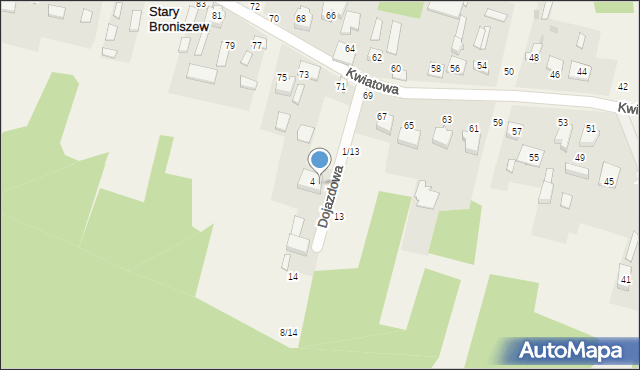 Stary Broniszew, Dojazdowa, 6, mapa Stary Broniszew