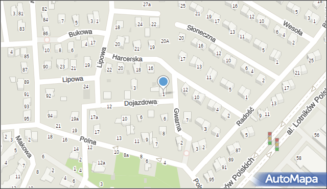 Świdnik, Dojazdowa, 1, mapa Świdnika