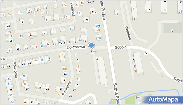 Szczecin, Dojazdowa, 6, mapa Szczecina