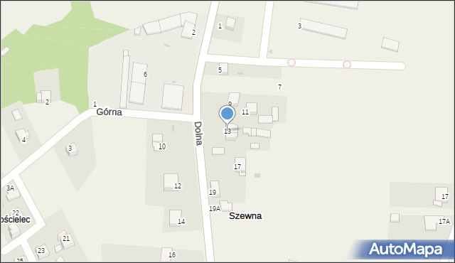 Szewna, Dolna, 13, mapa Szewna