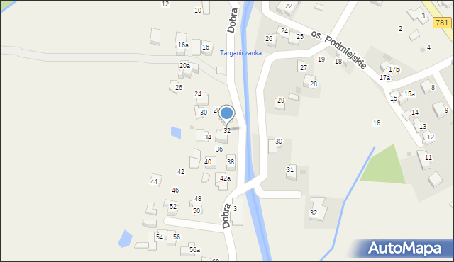 Targanice, Dobra, 32, mapa Targanice