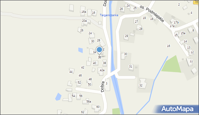 Targanice, Dobra, 36, mapa Targanice