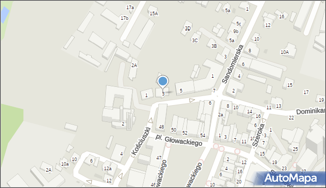 Tarnobrzeg, Dominikańska, 3, mapa Tarnobrzegu
