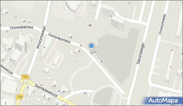 Tarnobrzeg, Dominikańska, 33, mapa Tarnobrzegu