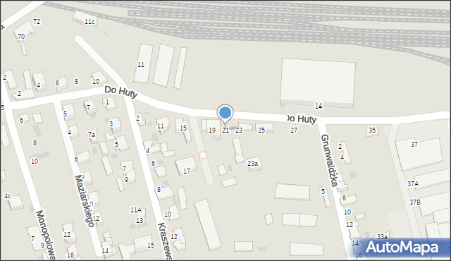 Tarnów, Do Huty, 21, mapa Tarnów