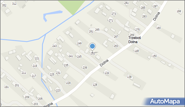 Trzeboś, Dolna, 251, mapa Trzeboś