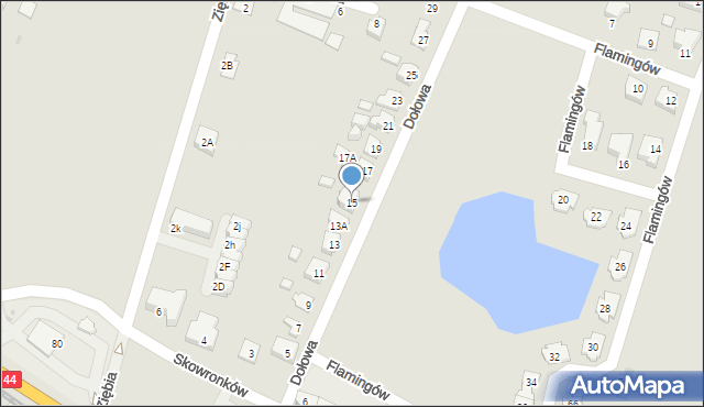 Tychy, Dołowa, 15, mapa Tychów