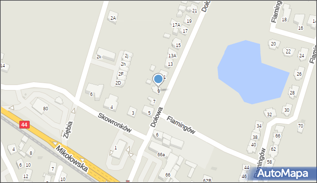 Tychy, Dołowa, 9, mapa Tychów