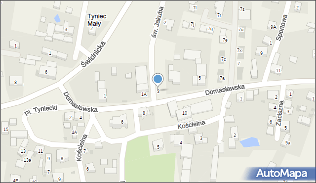 Tyniec Mały, Domasławska, 3, mapa Tyniec Mały