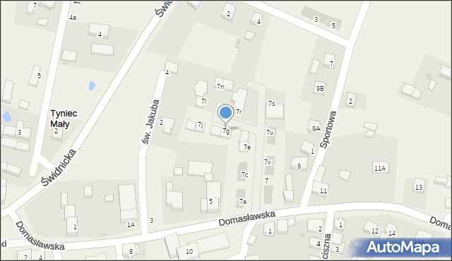 Tyniec Mały, Domasławska, 7g, mapa Tyniec Mały