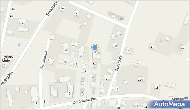 Tyniec Mały, Domasławska, 7t, mapa Tyniec Mały