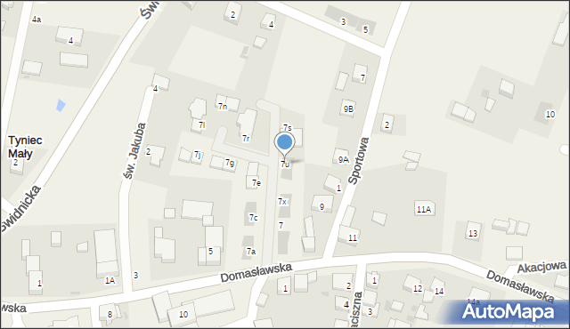Tyniec Mały, Domasławska, 7u, mapa Tyniec Mały
