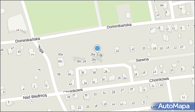 Ustroń, Dominikańska, 26c, mapa Ustroń