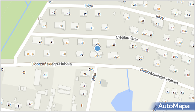 Warszawa, Dobrzańskiego-Hubala Henryka, mjr., 22C, mapa Warszawy