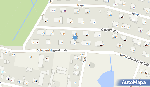 Warszawa, Dobrzańskiego-Hubala Henryka, mjr., 24, mapa Warszawy