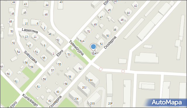 Warszawa, Dostępna, 52A, mapa Warszawy