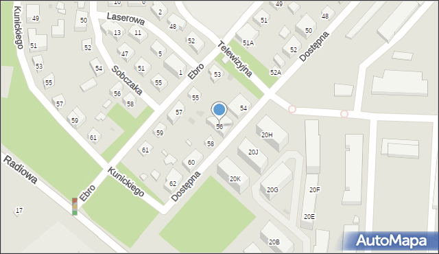 Warszawa, Dostępna, 56, mapa Warszawy