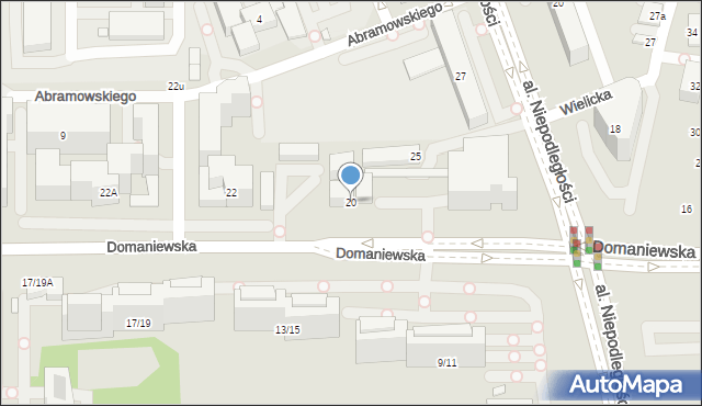 Warszawa, Domaniewska, 20, mapa Warszawy