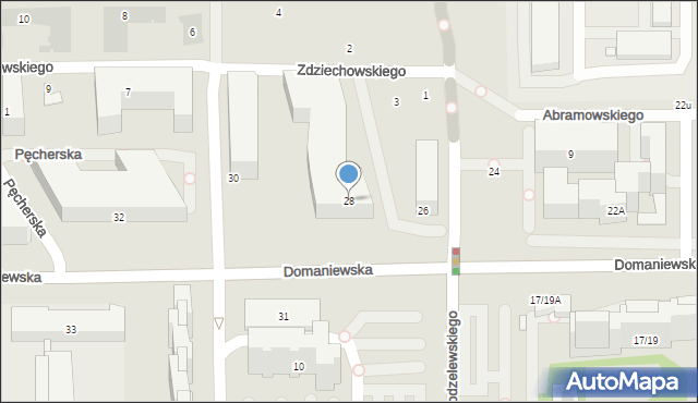 Warszawa, Domaniewska, 28, mapa Warszawy