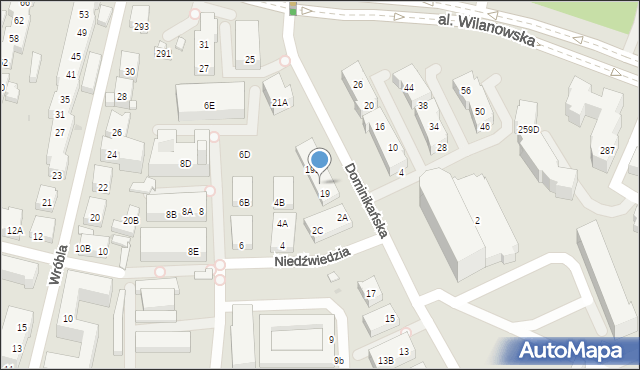 Warszawa, Dominikańska, 19A, mapa Warszawy