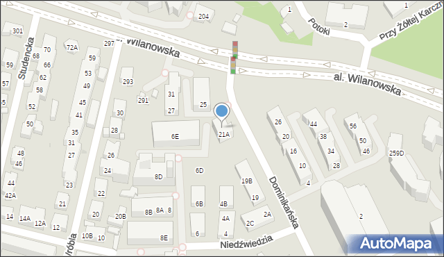 Warszawa, Dominikańska, 21B, mapa Warszawy