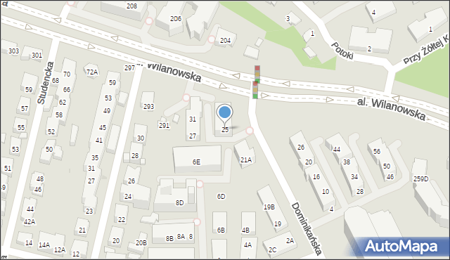 Warszawa, Dominikańska, 25, mapa Warszawy