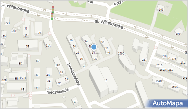 Warszawa, Dominikańska, 32, mapa Warszawy