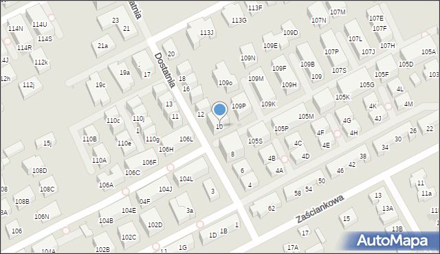 Warszawa, Dostatnia, 10, mapa Warszawy