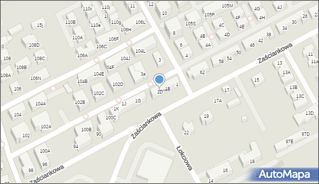 Warszawa, Dostatnia, 1D, mapa Warszawy