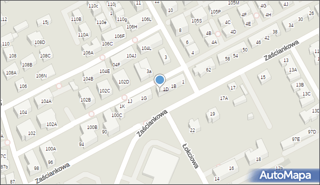 Warszawa, Dostatnia, 1E, mapa Warszawy