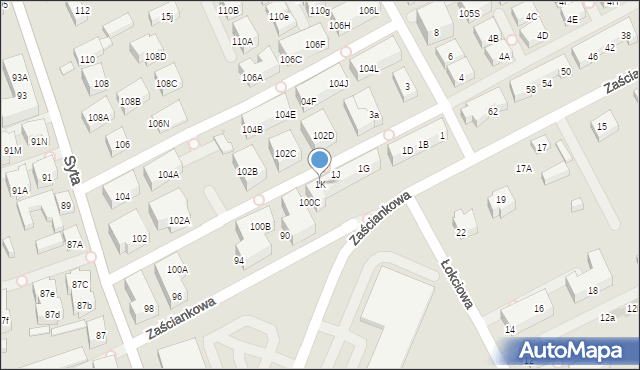 Warszawa, Dostatnia, 1K, mapa Warszawy