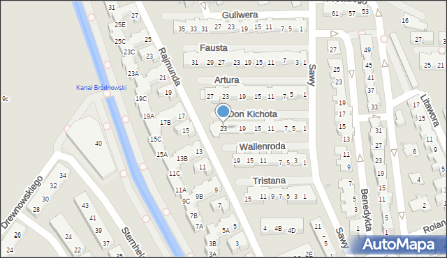 Warszawa, Don Kichota, 23, mapa Warszawy