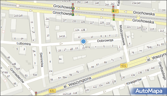 Warszawa, Dobrowoja, 11, mapa Warszawy