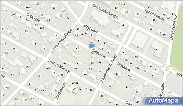 Warszawa, Dokerów, 28, mapa Warszawy